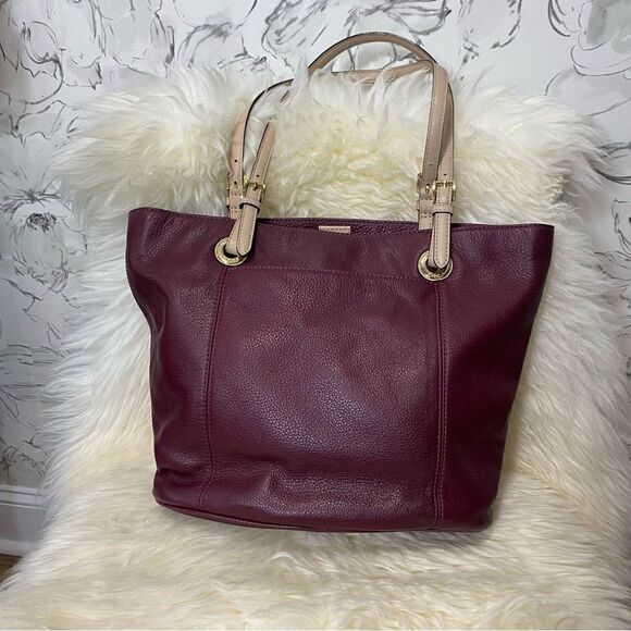 Michael Kors Claret Pebbled Leather Large Jet Set Tote Bag - Picture 3 of 10